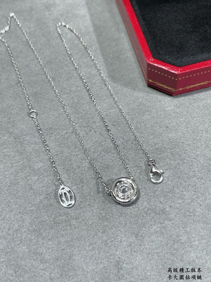 1:1 quality version Large round diamond hollow-out art font necklace