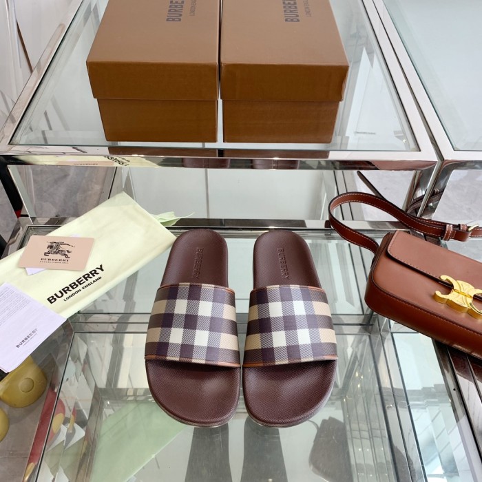1:1 quality version Classic Check War Horse Print Slipperss 8 colors