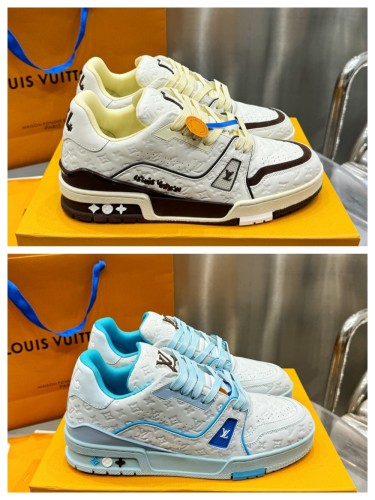 1:1 quality version Floral Logo Print Leather Sneakers 2 colors