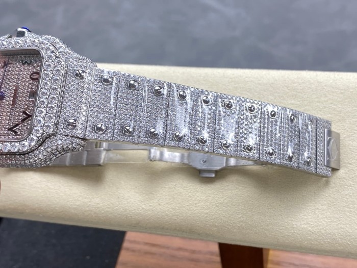 1:1 quality version Black Moissanite Diamond-Studded Santos Mechanical Watch【Dial diameter：39.8mm】28773787