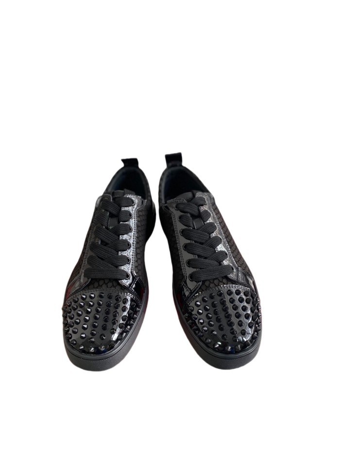 1:1 quality version 27877940 Snake Pattern Front Toe Studded Patchwork Low Top Shoes