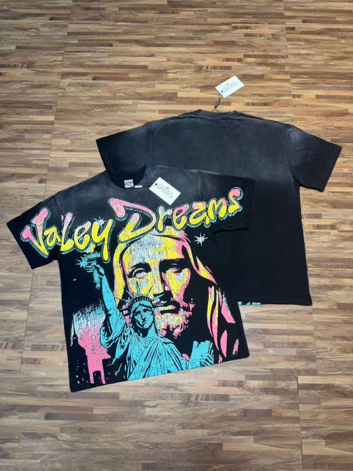 Jesus And Statue Of Liberty Print Washed Tee 29047381