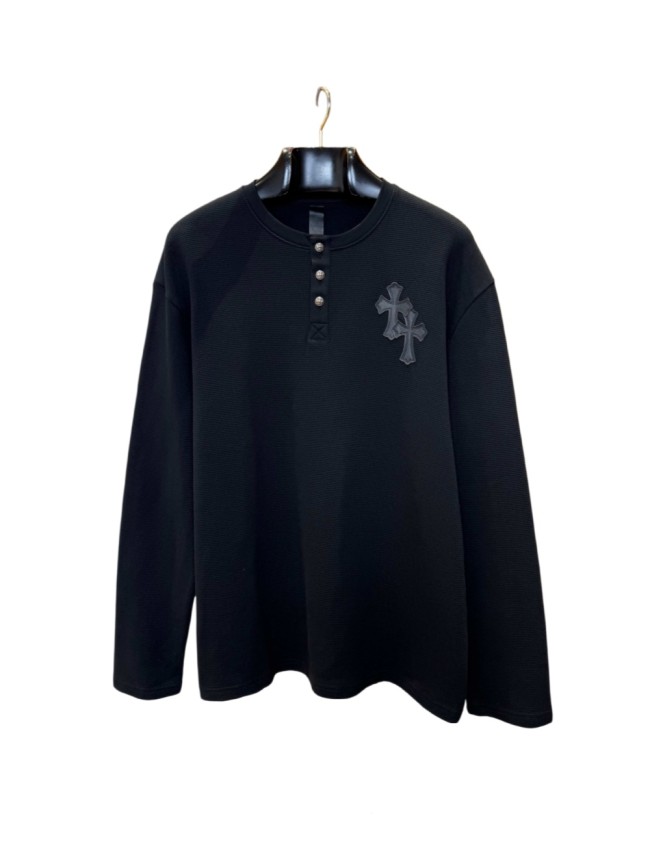 1:1 quality version Cotton Waffle Knit Cross Patch Crew Neck Long Sleeve Sweatshirt 2 colors 28938005