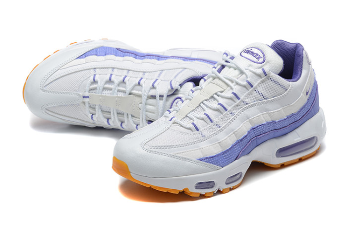 [plus-size shoes]Air Max 95 White Purple Gum Sole Air Cushion Casual Sneakers 29066521