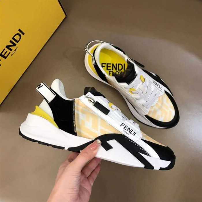 FEND1 FLOW YELLOW NYLON LOW TOPS SNEAKERS   FD01