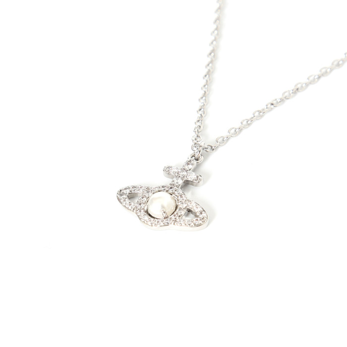 Cross Line Pearl Full Diamond Necklace 28659495