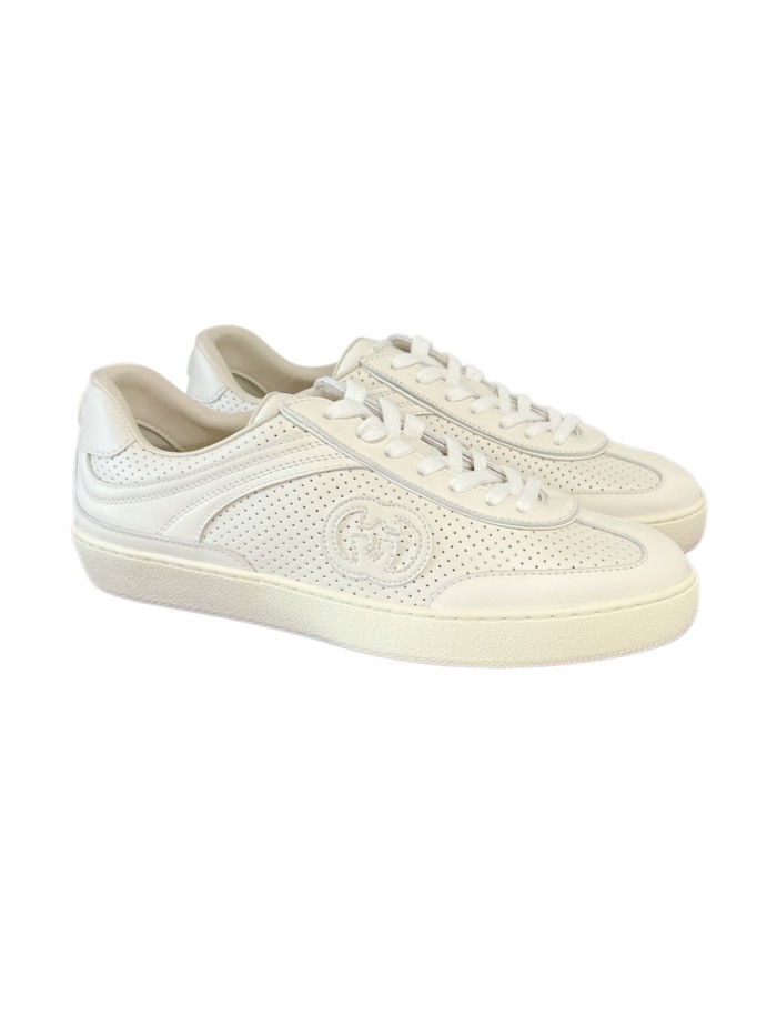 1:1 quality version White Leather Perforated Low Top Sneakers Shoes 28974177