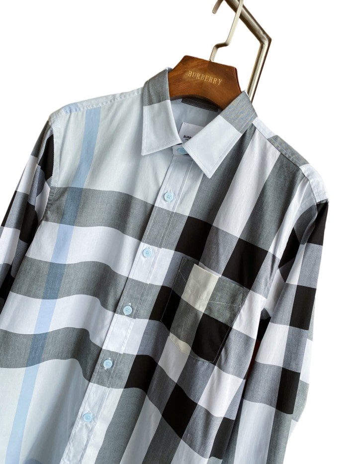 1:1 quality version Plaid Stretch Cotton Poplin Long Sleeve Shirt 8 colors 28875206