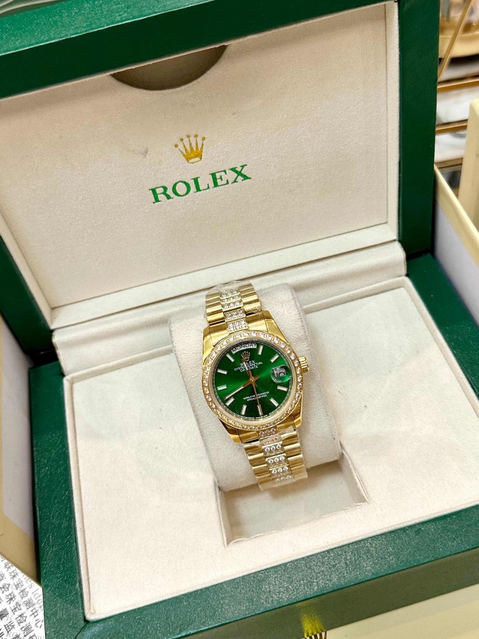 DAY-DATE Green dial and diamond-encrusted gold strap Mechanical movement Watch【Dial diameter：36mm 】28771364