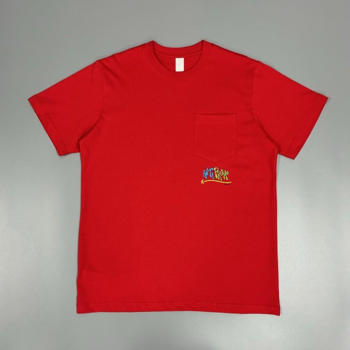 1:1 quality version Matty Boy Arrow & Face Print Red Cotton Pocket T-Shirt 29093609