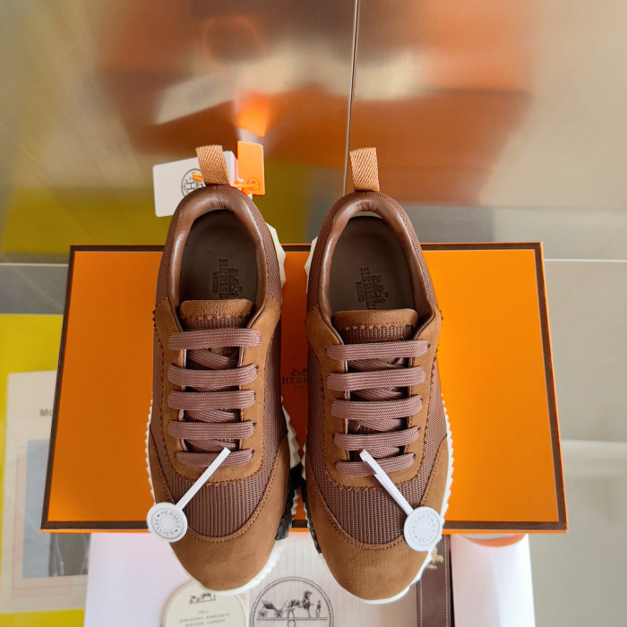 [plus-size shoes]Bouncing Couple Style Mesh & Genuine Leather Breathable Sneakers 4 colors 29085183