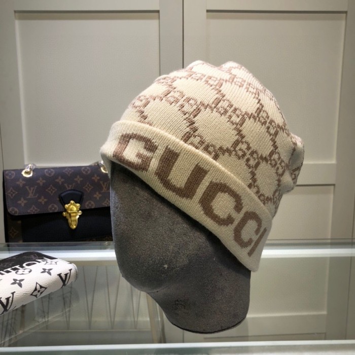 1:1 quality version Letter G Jacquard Wool Blend Knit Beanie 5 colors