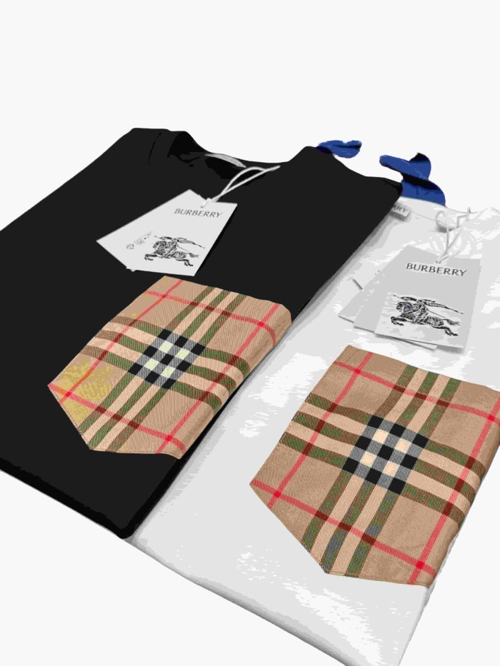 1:1 quality version  Plaid pocket crew neck T-shirt 2 colors 28967957