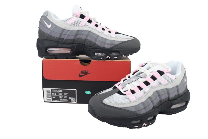 [plus-size shoes]  Air Max 95 Grey Pink Retro Running Shoes 28971651