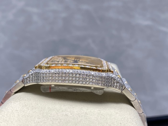 1:1 quality version Black Moissanite Diamond-Studded Santos Mechanical Watch【Dial diameter：39.8mm】28773787
