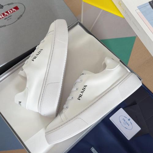 PR@DA@ MACRO RE-NYLON AND BRUSHED LEATHER SNEAKERS   PRD064