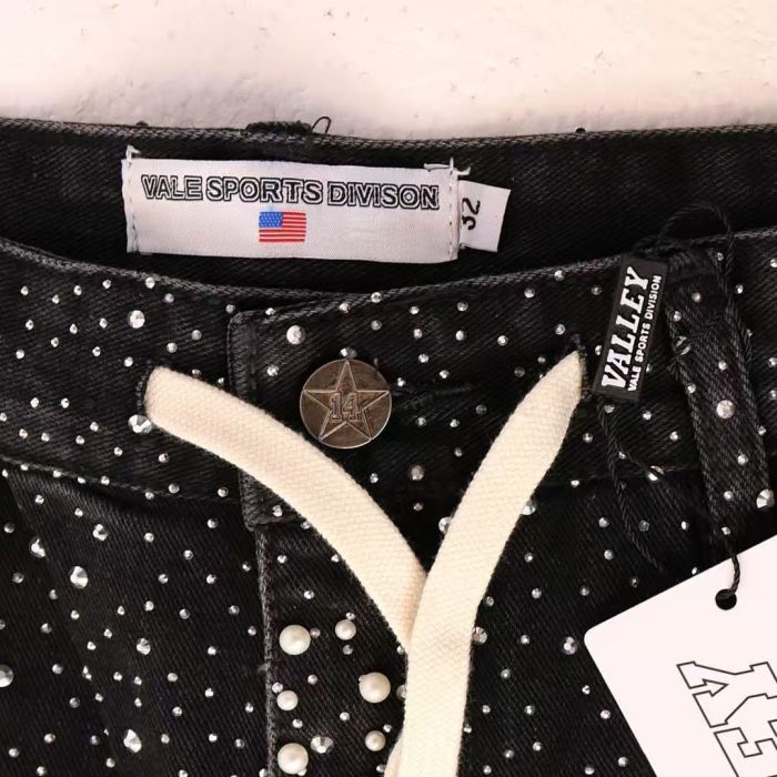 Sparkle Rhinestone Studded Baggy Denim Shorts 2 colors 29027511