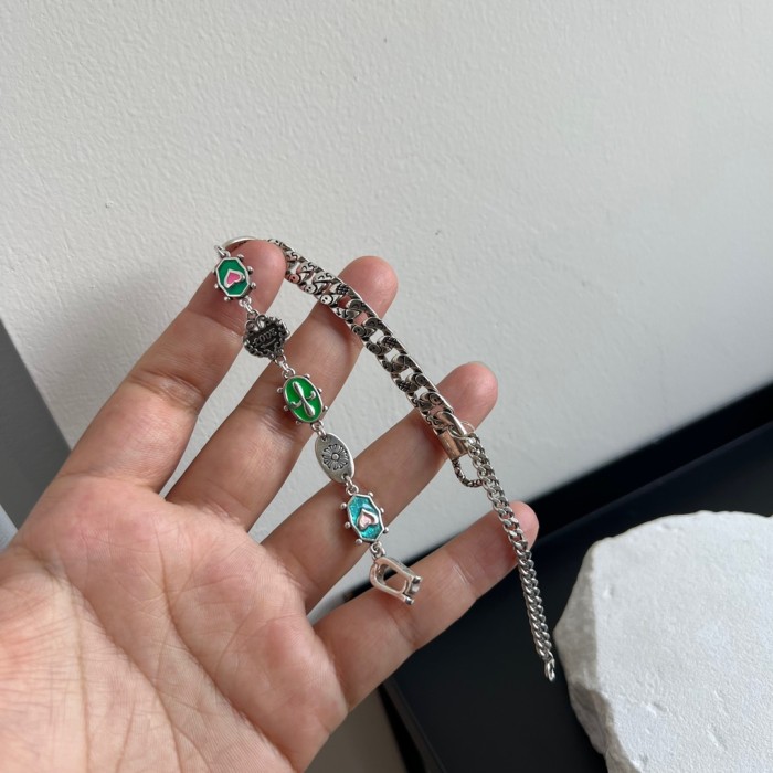 Enameled Reversible Silver Bracelet