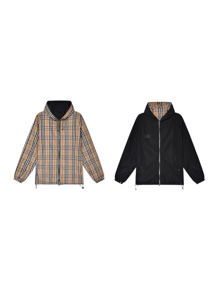 old flower check double-sided wearable hoodie zip-up windbreaker 28474881