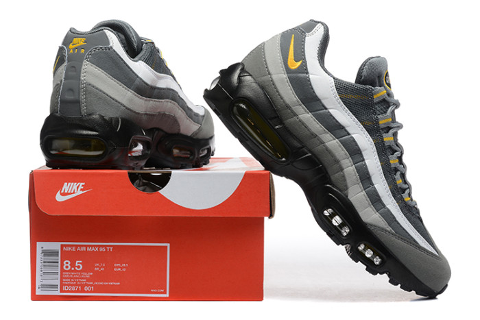 [plus-size shoes]Air Max 95 Grey White Yellow Gradient Mesh  Air Cushion Running Shoes 29044823
