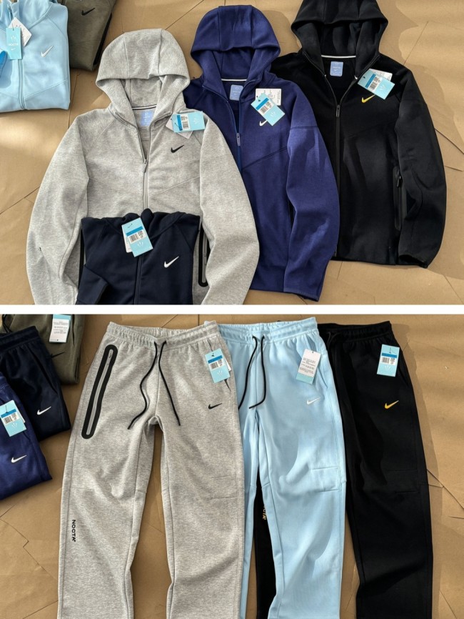 1:1 quality version Logo Printed Solid Color Casual Hoodie& pants set 6 colors