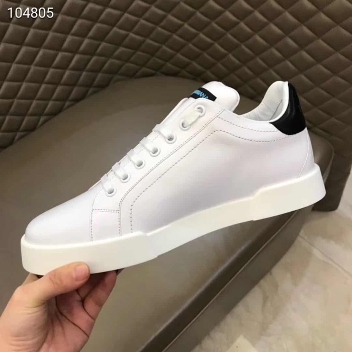 DOLCE    G@BB@N@ CALFSKIN PORTOFINO SNEAKERS WITH PATCHES OF THE DESIGNERS   DG2