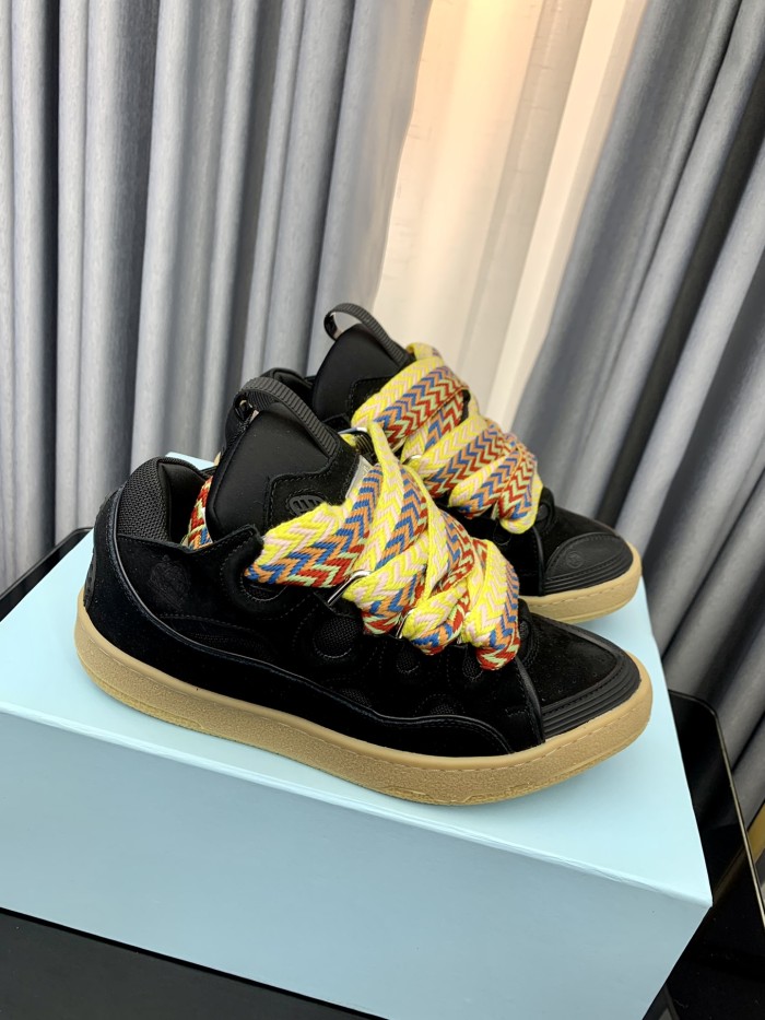 1:1 quality version Colorful Colorblocking Cowhide Bread Shoes 35 colors