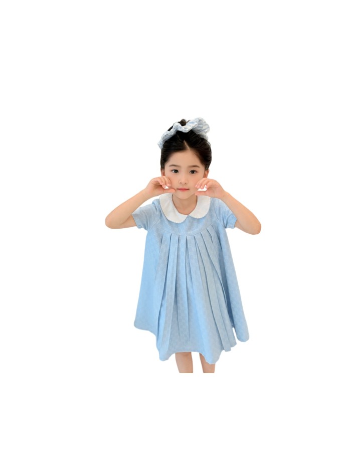 Pink GG Monogram Pleated Dress with Peter Pan Collar for Kids 2 colors 29008623