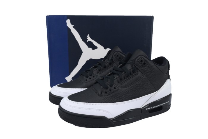 [plus-size shoes] Jordan 3 Retro Black White Leather Basketball Shoes 29043154