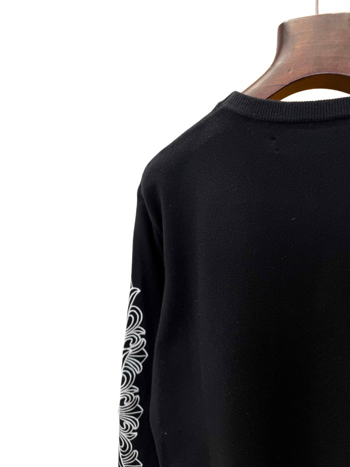 1:1 quality version Scroll Pattern Embroidered Crew Neck Wool Sweater 2 colors 28938051