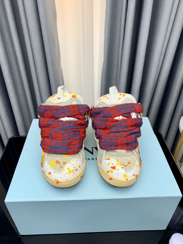 1:1 quality version Colorful Colorblocking Cowhide Bread Shoes 35 colors