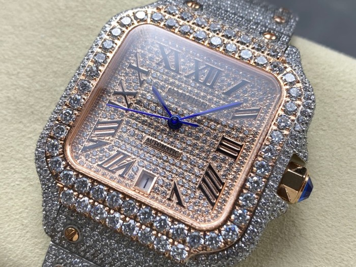 1:1 quality version Black Moissanite Diamond-Studded Santos Mechanical Watch【Dial diameter：39.8mm】28773787