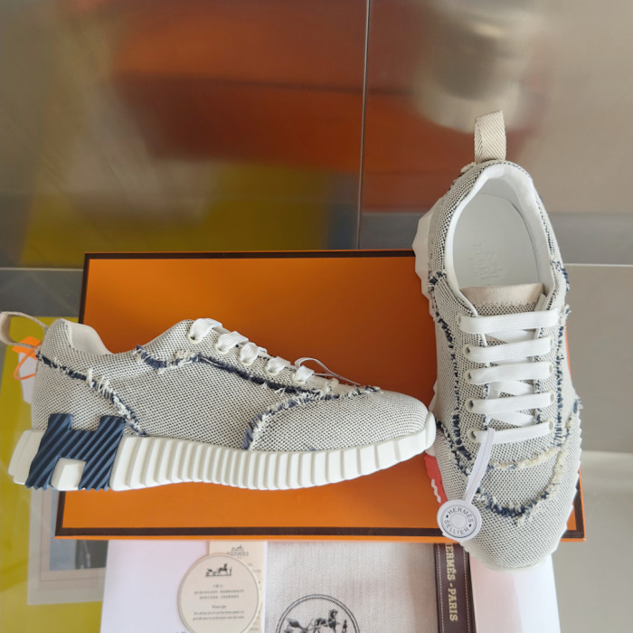 [plus-size shoes]Bouncing Beige & Navy Canvas Fringe Couple Style Breathable Sneakers 29085202