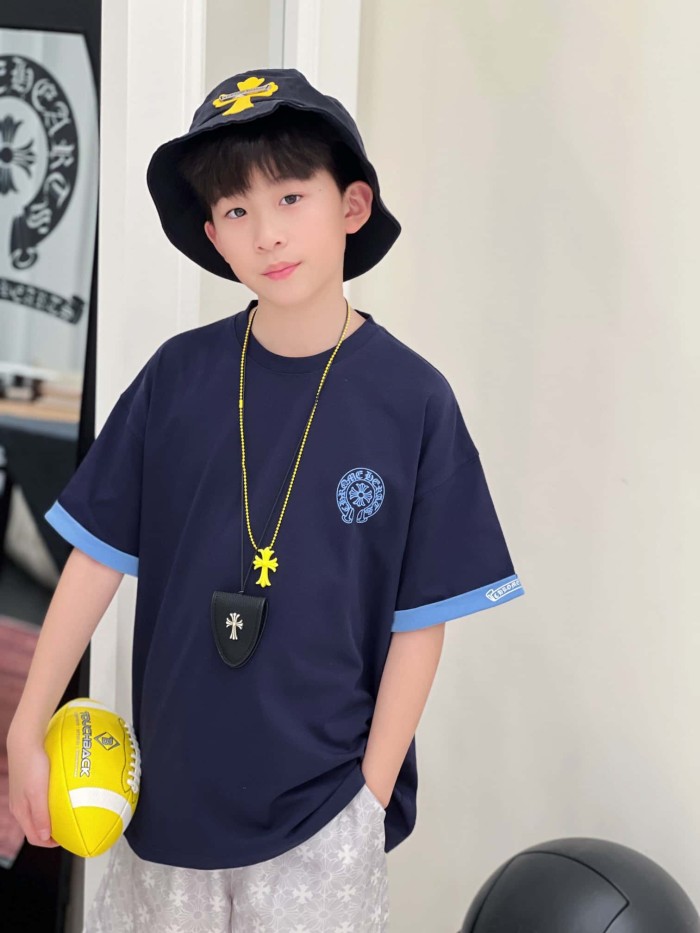 Cross Horseshoe Print Color Block Casual T-Shirt 3 colors for Kids 29008975
