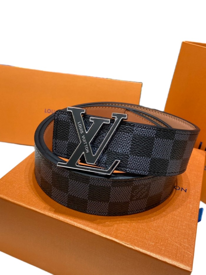 Glossy Buckle Black Leather Belt【Width 3.5 cm】28523789