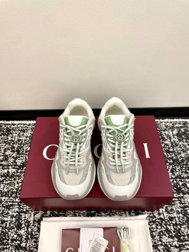 1:1 quality version Gucci Green Grey Mesh Low Top Dad Sneakers Casual Lace-Up Shoes 2 colors 28974572