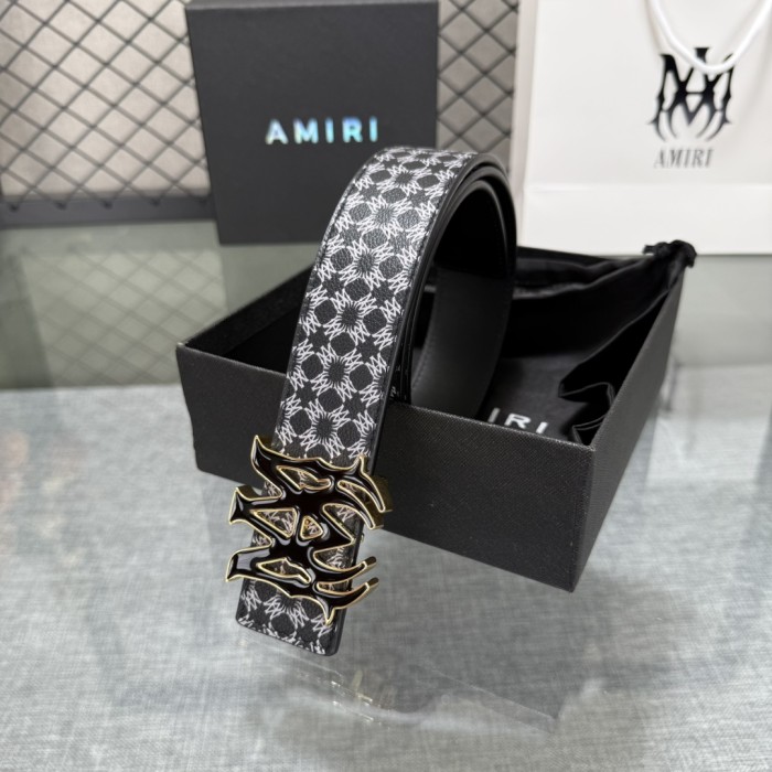 1:1 quality version Full-Print AM Logo Belt 5 colors 【Width 3.8 cm】28659912