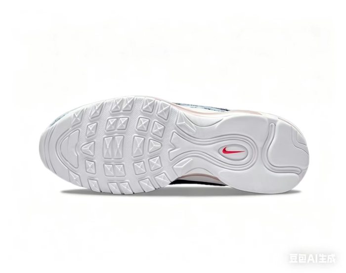 Air Max 97 White Denim Red Accent Full-Length Air Cushion Sneakers 29064397