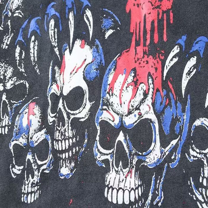 Black Panther Skull Distressed Wash Oversized Streetwear T-Shirt 29027143