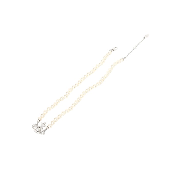 Cross Line Crystal Water Pearl Saturn Necklace 28659502