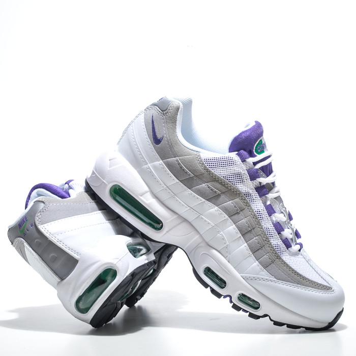 [plus-size shoes]Air Max 95 White Purple Gradient  Air Cushion Running Shoes 29045643