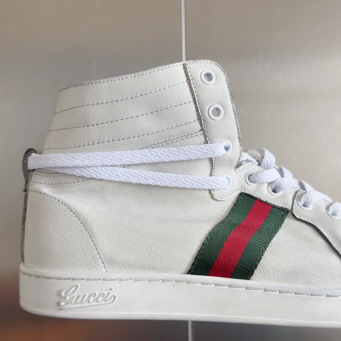 1:1 quality version Gucci White Leather High Top Basketball Sneakers Casual Lace-Up Shoes 28974582