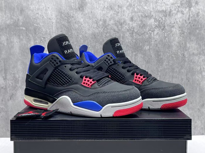 [plus-size shoes] Air @j4 Rare  Air “Laser” Black/Gray Mid-Top Retro Basketball Shoes 28675783