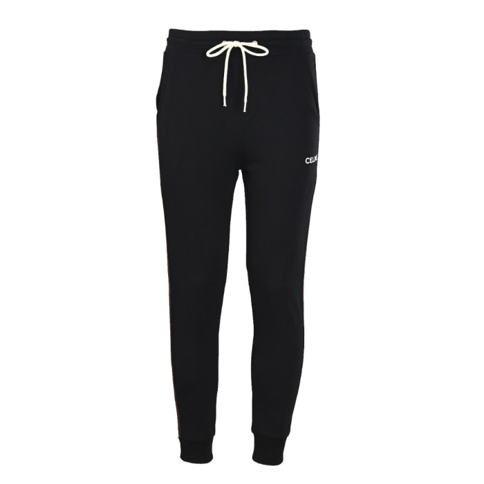 1:1 quality version side knitted ribbon embroidered logo tapered Pants 28491915