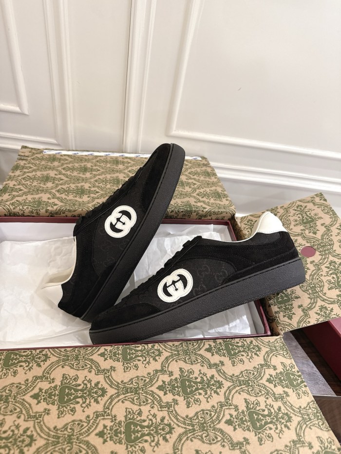 1:1 quality version Gucci GG Monogram Canvas Suede Shoes 2 colors 28974036