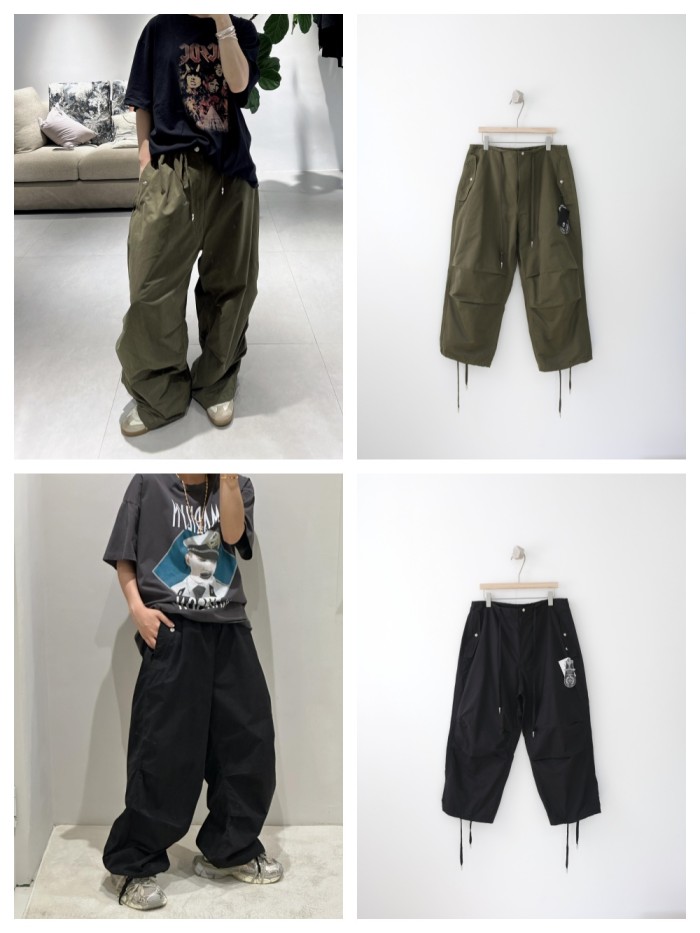 925 silver buckle paratrooper cargo wide-leg pants 2 colors