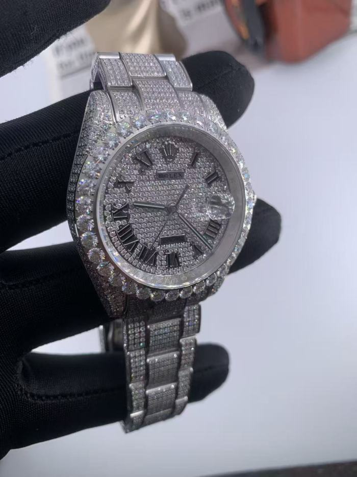 1:1 quality version Roman Numeral Dial Full Pave Diamond Mechanical Watch【Dial diameter：41mm 】28967944