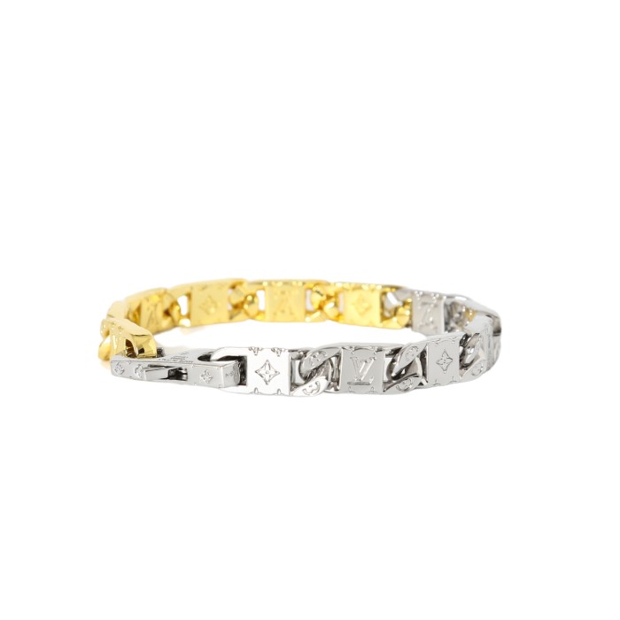 28168346 Gold and Silver Color Blocking Bracelet