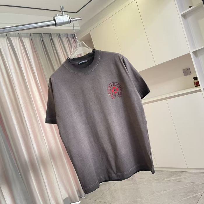1:1 quality version Red Sanskrit Horseshoe Cross Logo Printed  Vintage Tee 4 colors 29082421