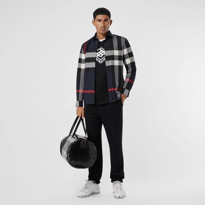 1:1 quality version Plaid Stretch Cotton Poplin Long Sleeve Shirt 8 colors 28875206